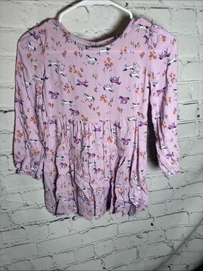 jumping beans Lavender Unicorn & Floral Long-Sleeve Dress